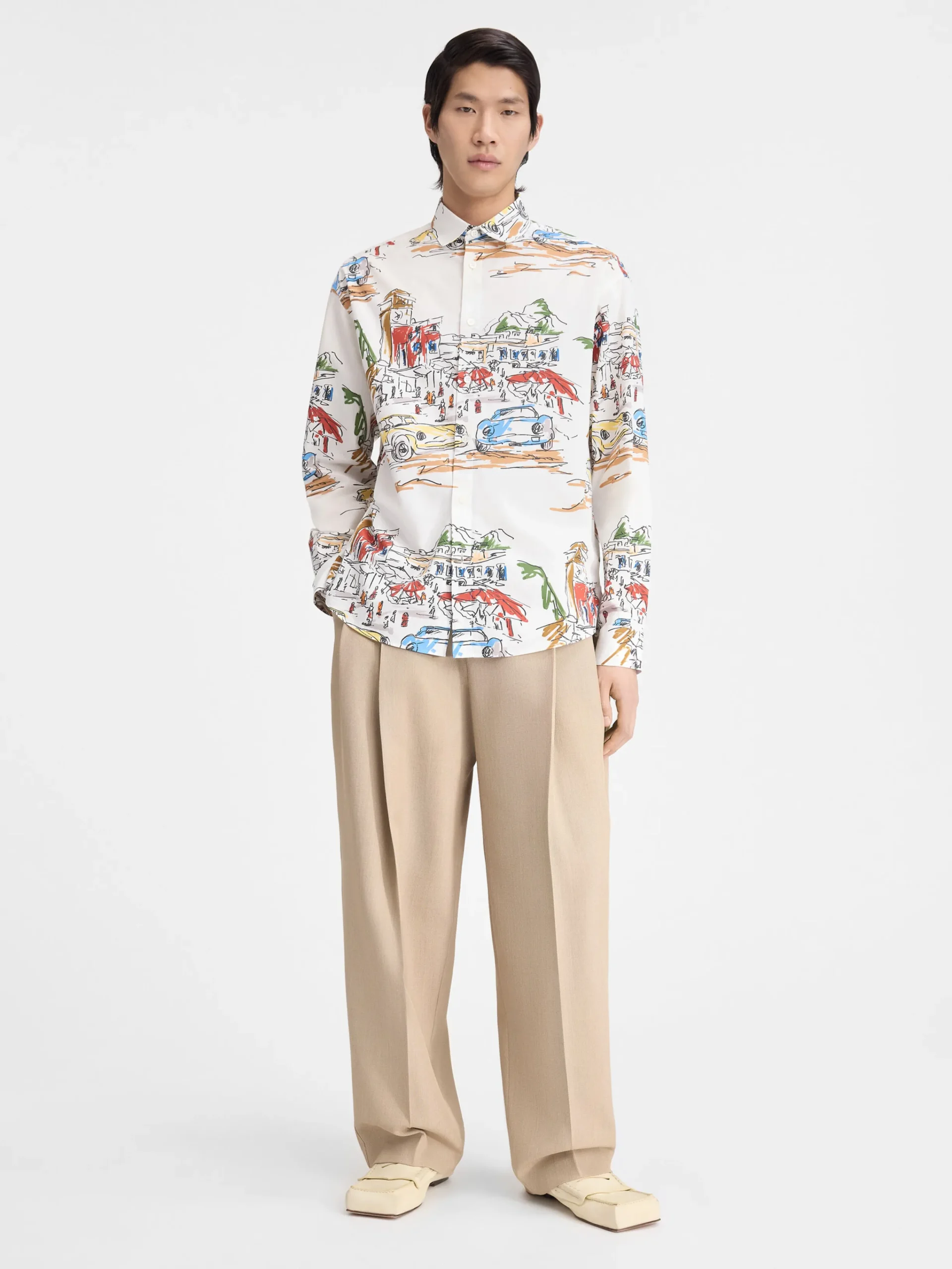Best Jacquemus Het Simon shirt PrintCapriCarsWhite