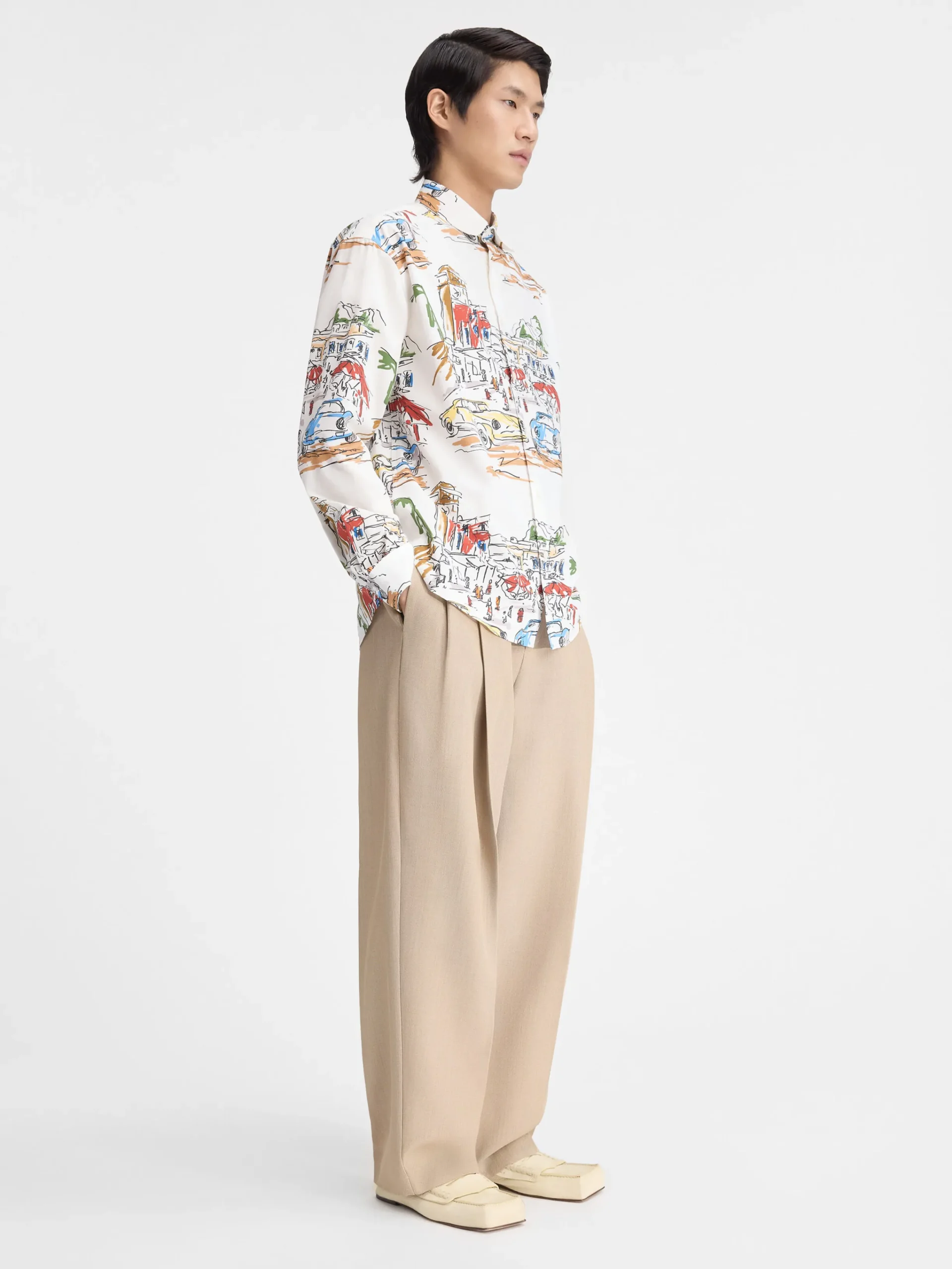 Best Jacquemus Het Simon shirt PrintCapriCarsWhite
