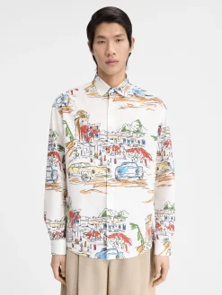 Best Jacquemus Het Simon shirt PrintCapriCarsWhite