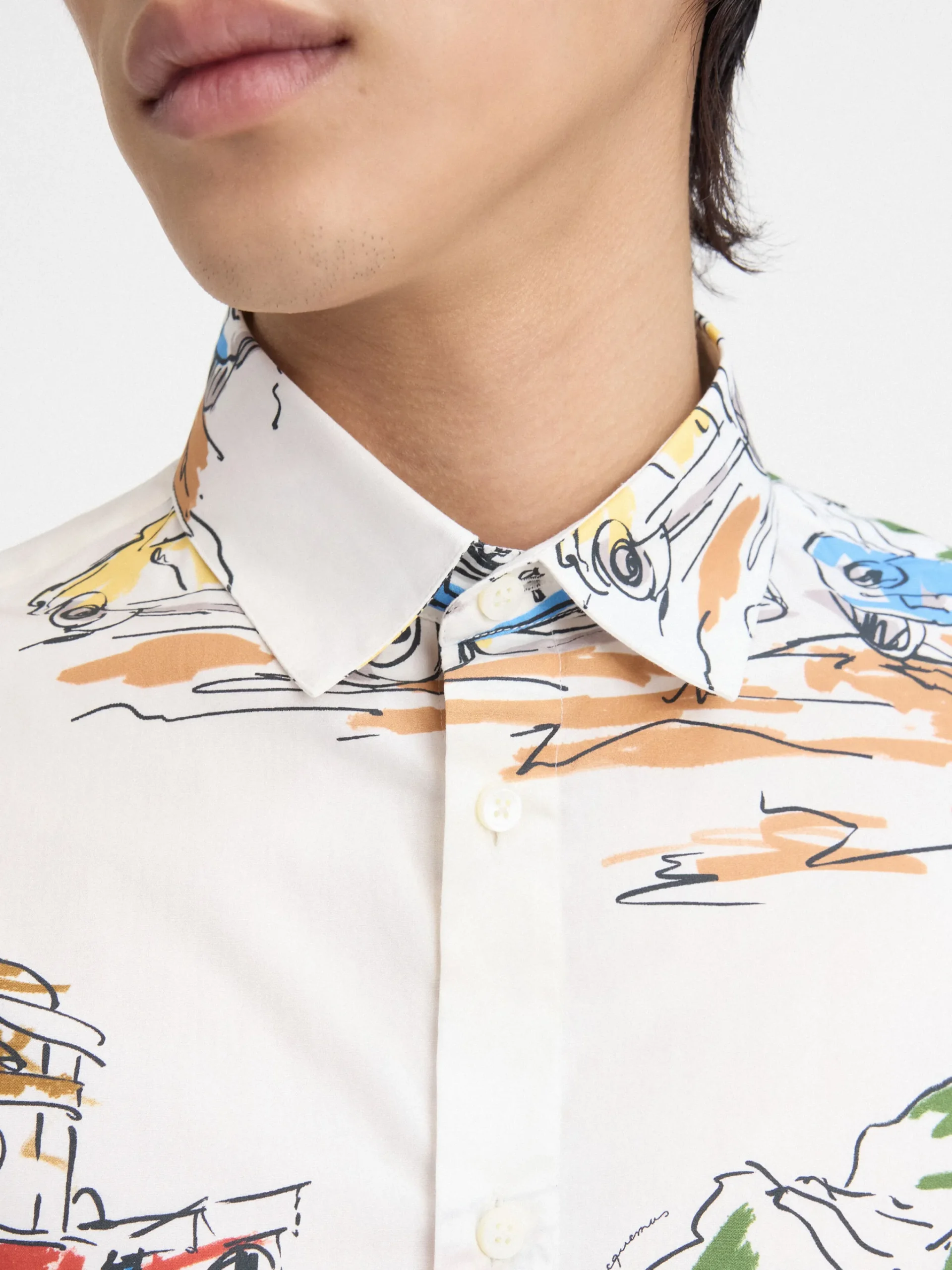 Best Jacquemus Het Simon shirt PrintCapriCarsWhite
