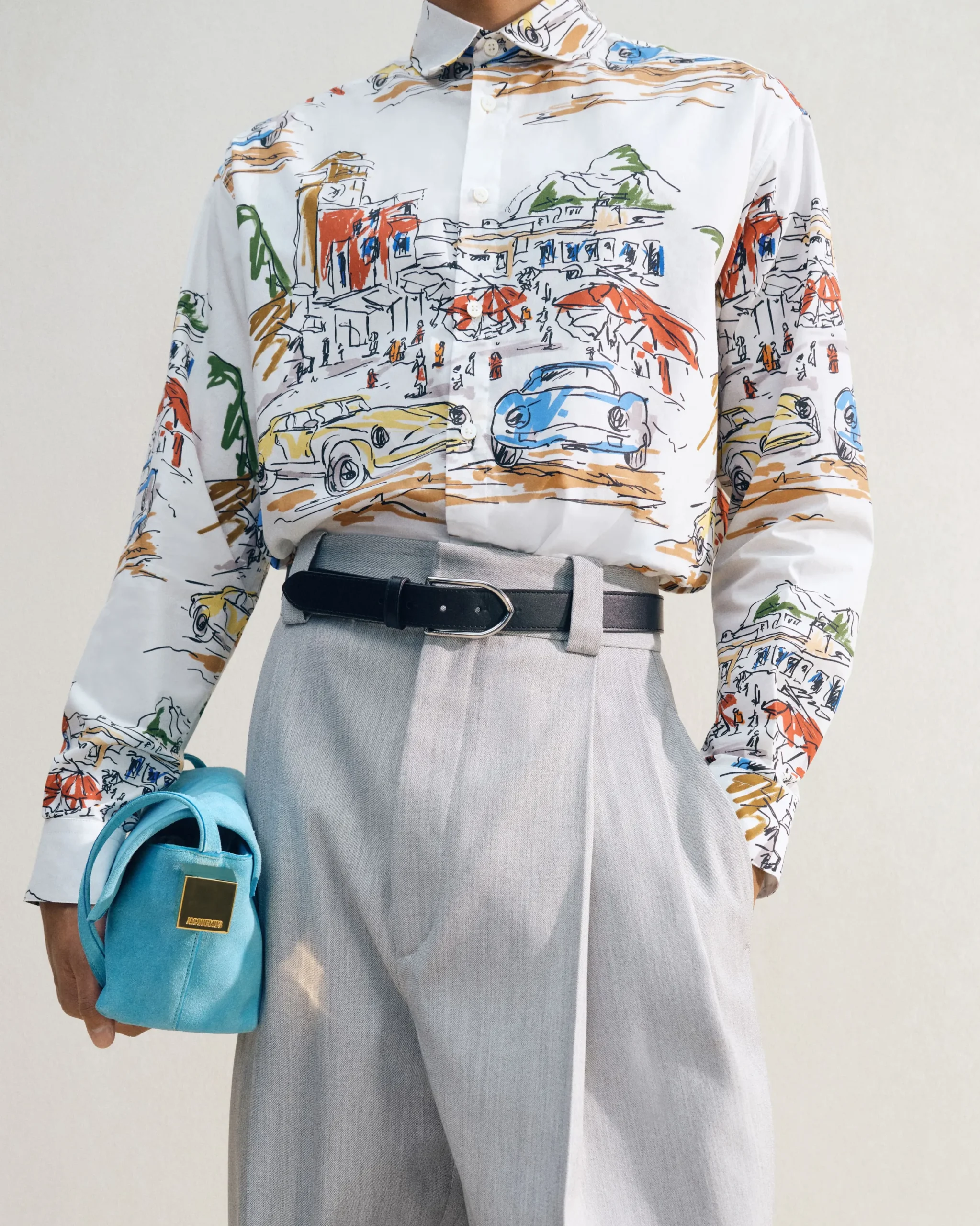 Best Jacquemus Het Simon shirt PrintCapriCarsWhite