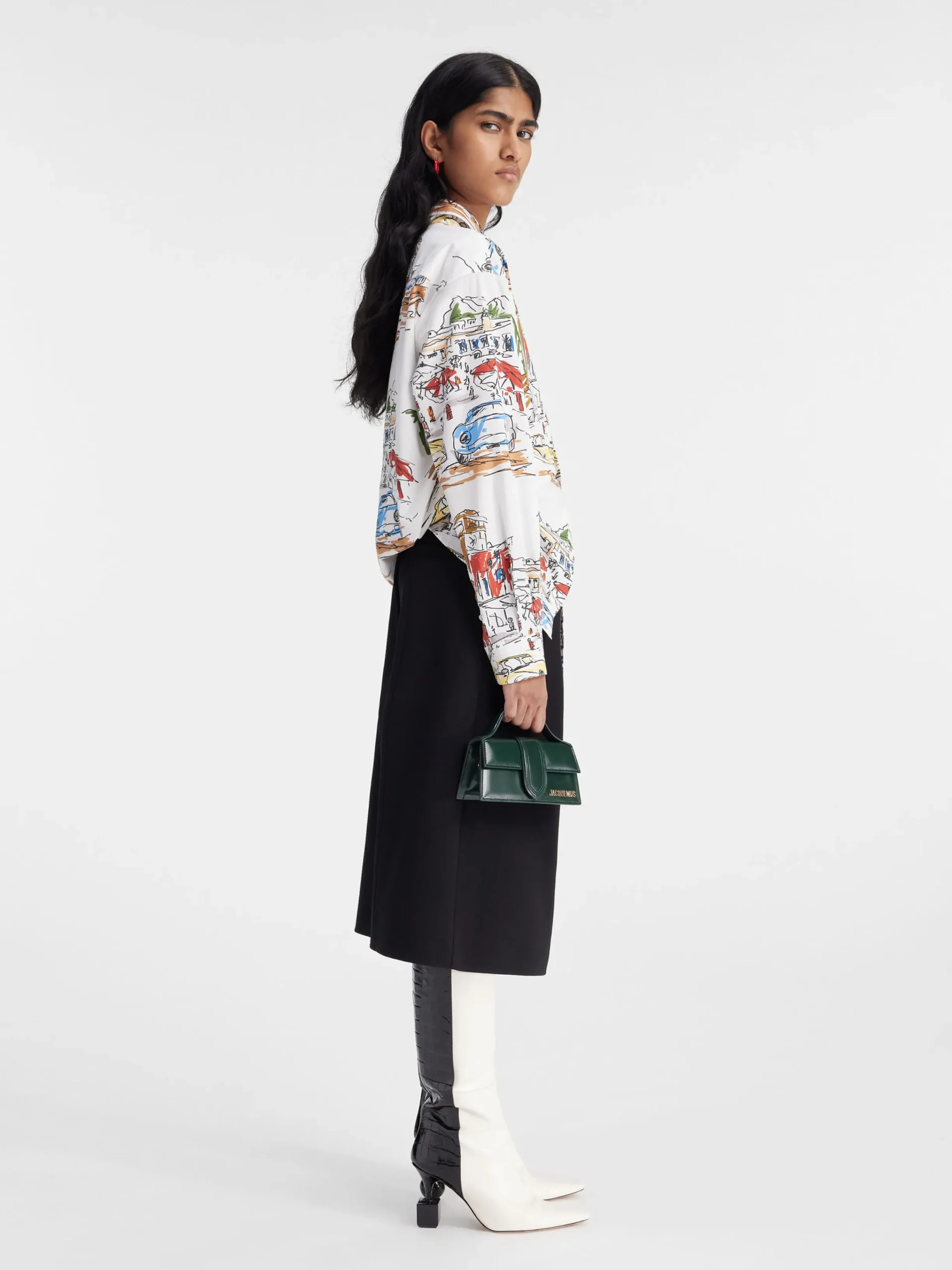 New Jacquemus Het Simon shirt PrintCapriCarsWhite