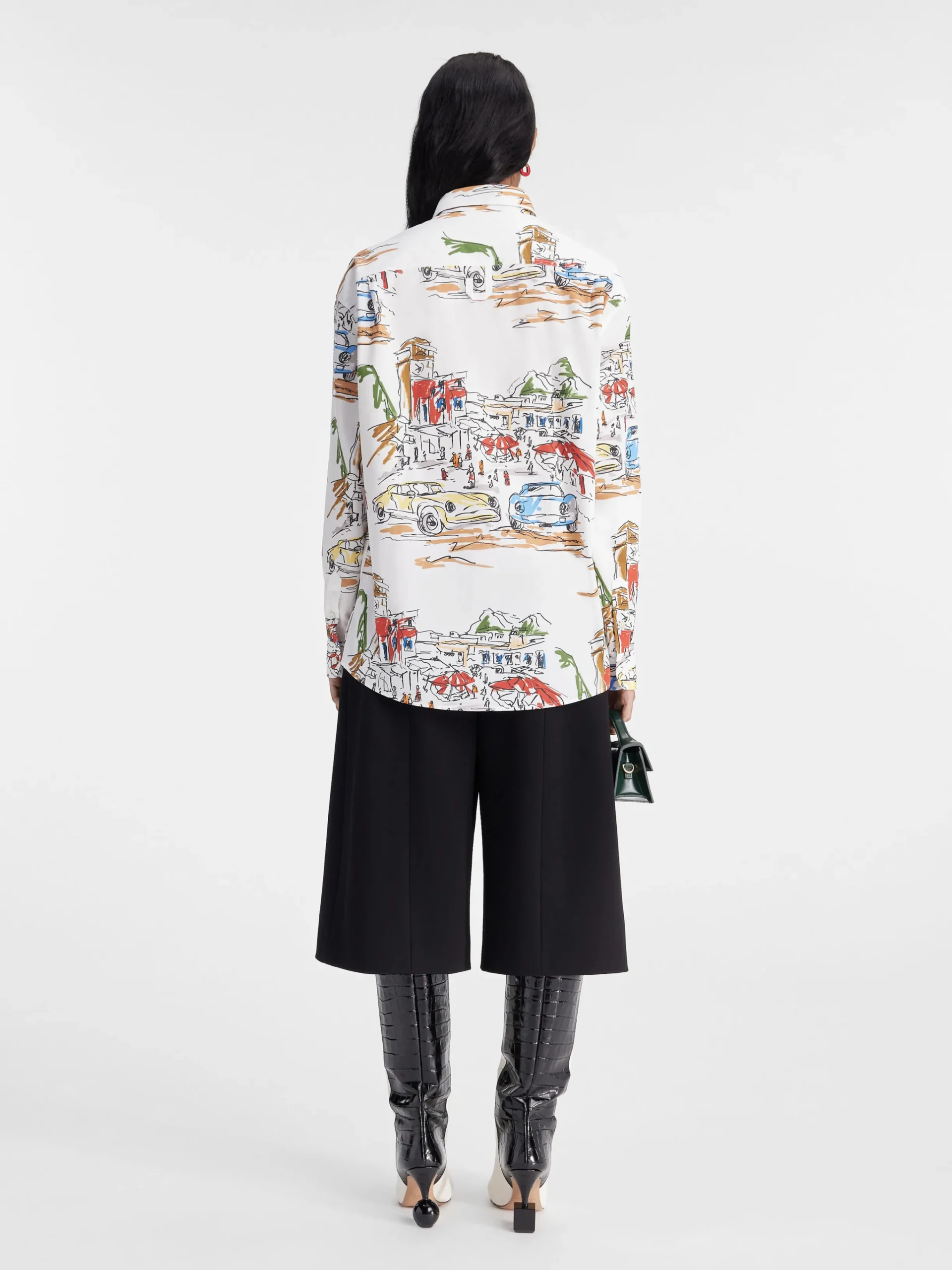 New Jacquemus Het Simon shirt PrintCapriCarsWhite
