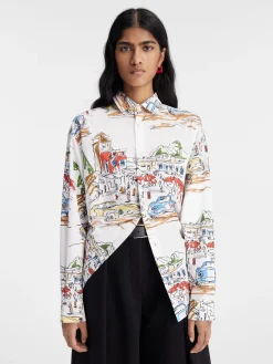 New Jacquemus Het Simon shirt PrintCapriCarsWhite