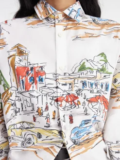 New Jacquemus Het Simon shirt PrintCapriCarsWhite