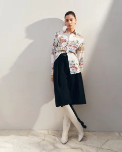 New Jacquemus Het Simon shirt PrintCapriCarsWhite