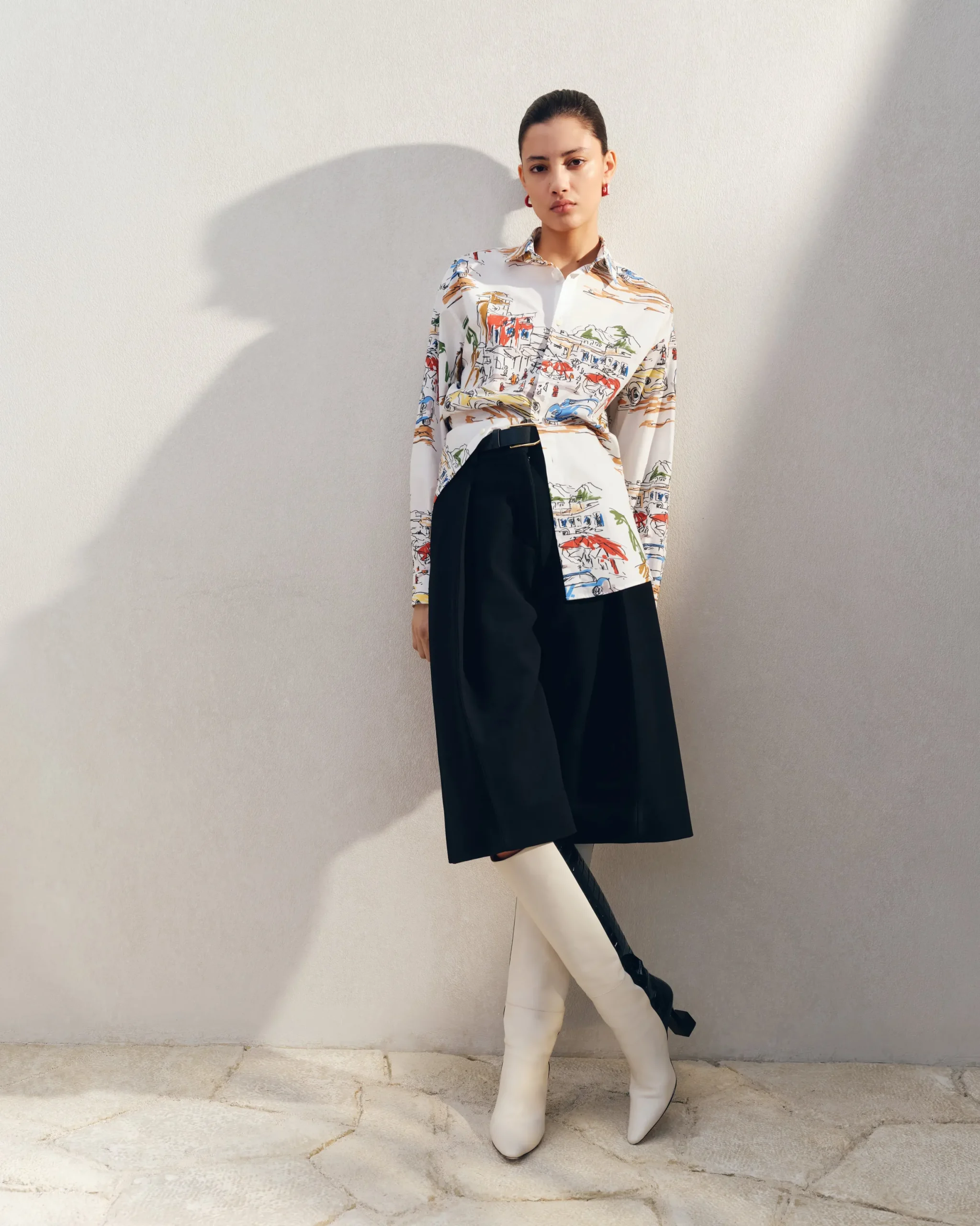 New Jacquemus Het Simon shirt PrintCapriCarsWhite