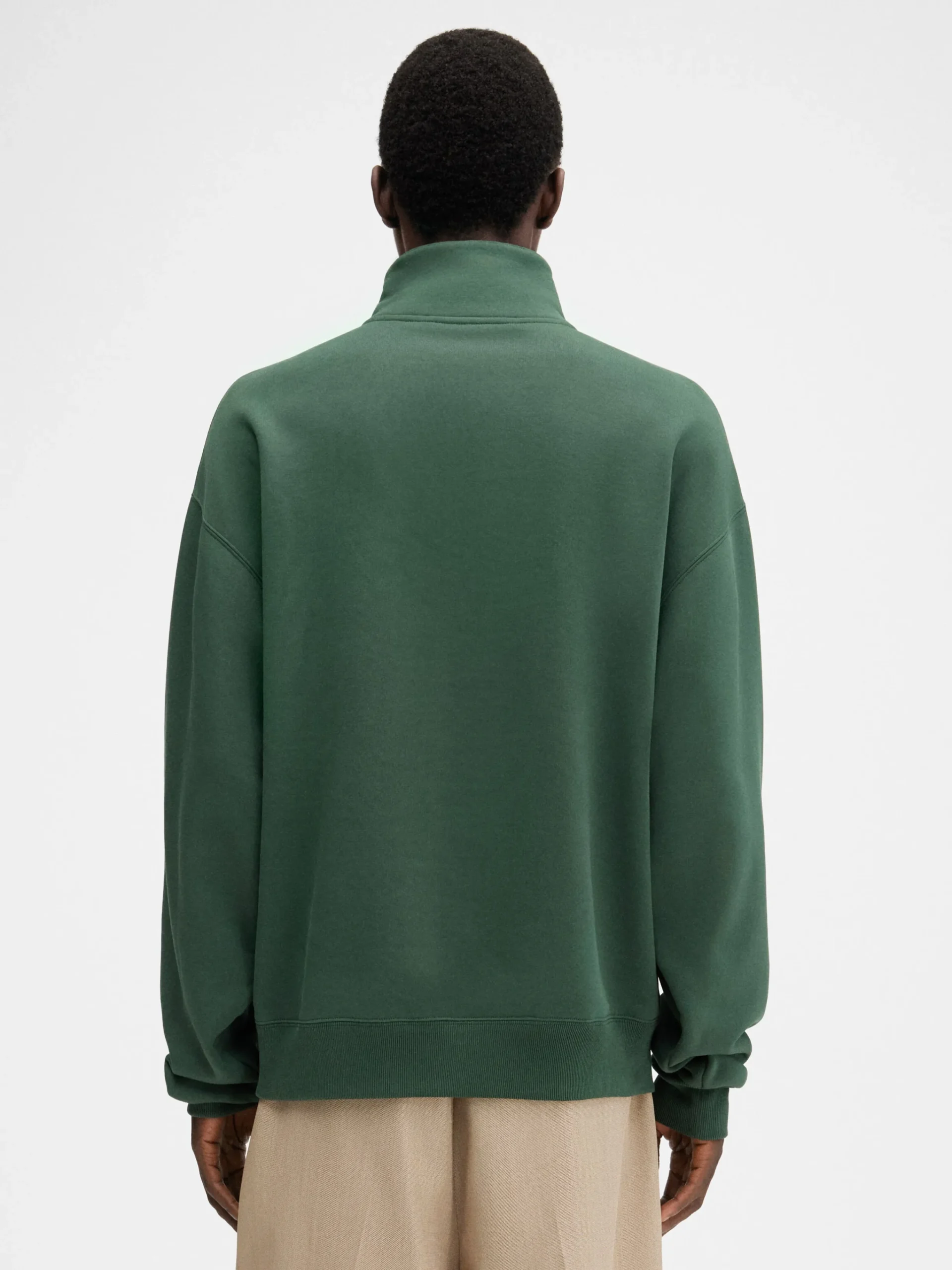 Discount Jacquemus The Gros Grain zipped-rollneck sweatshirt DarkGreen2