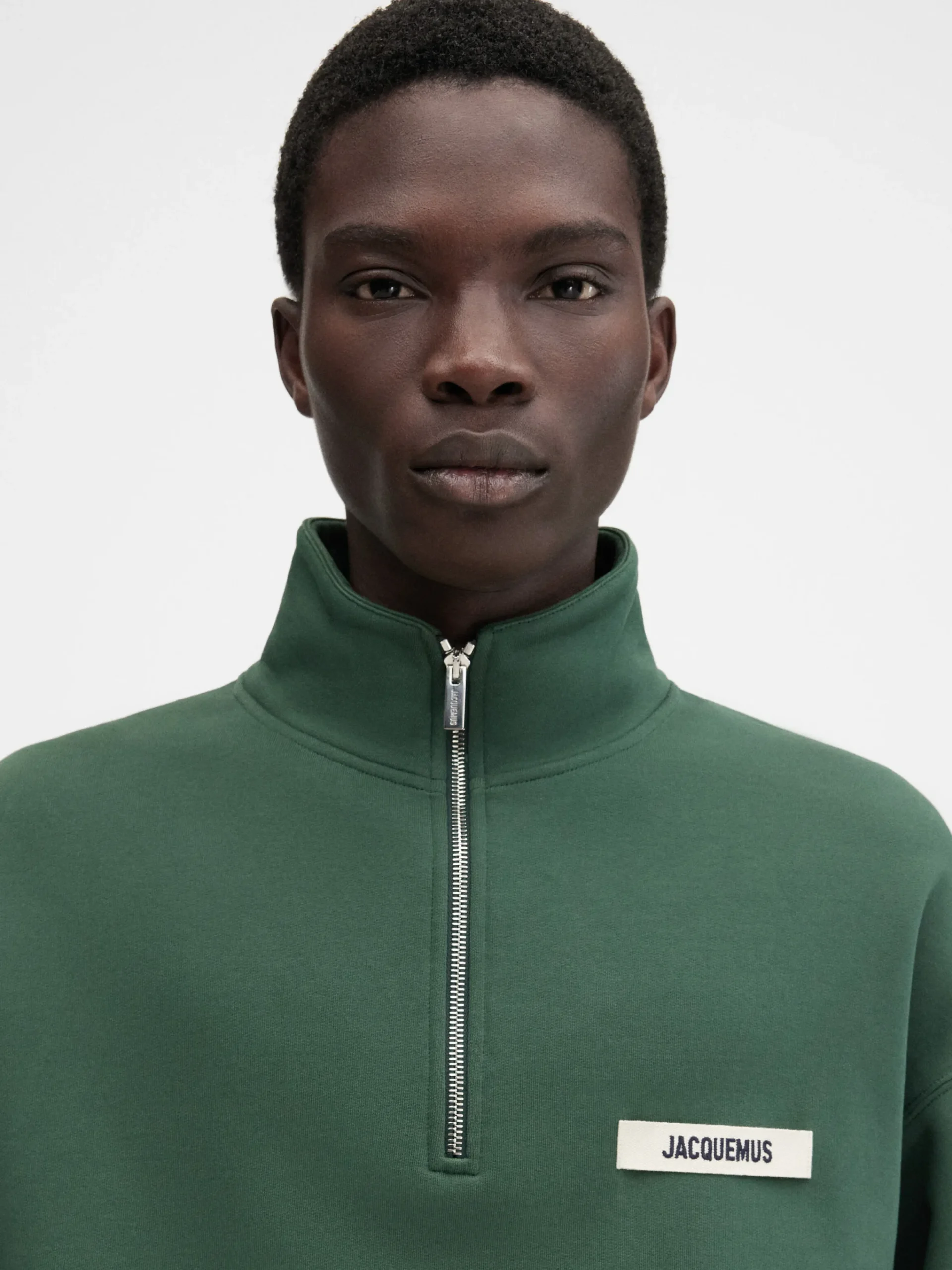 Discount Jacquemus The Gros Grain zipped-rollneck sweatshirt DarkGreen2