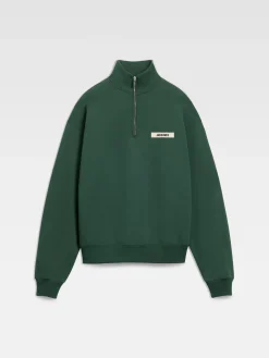 Discount Jacquemus The Gros Grain zipped-rollneck sweatshirt DarkGreen2