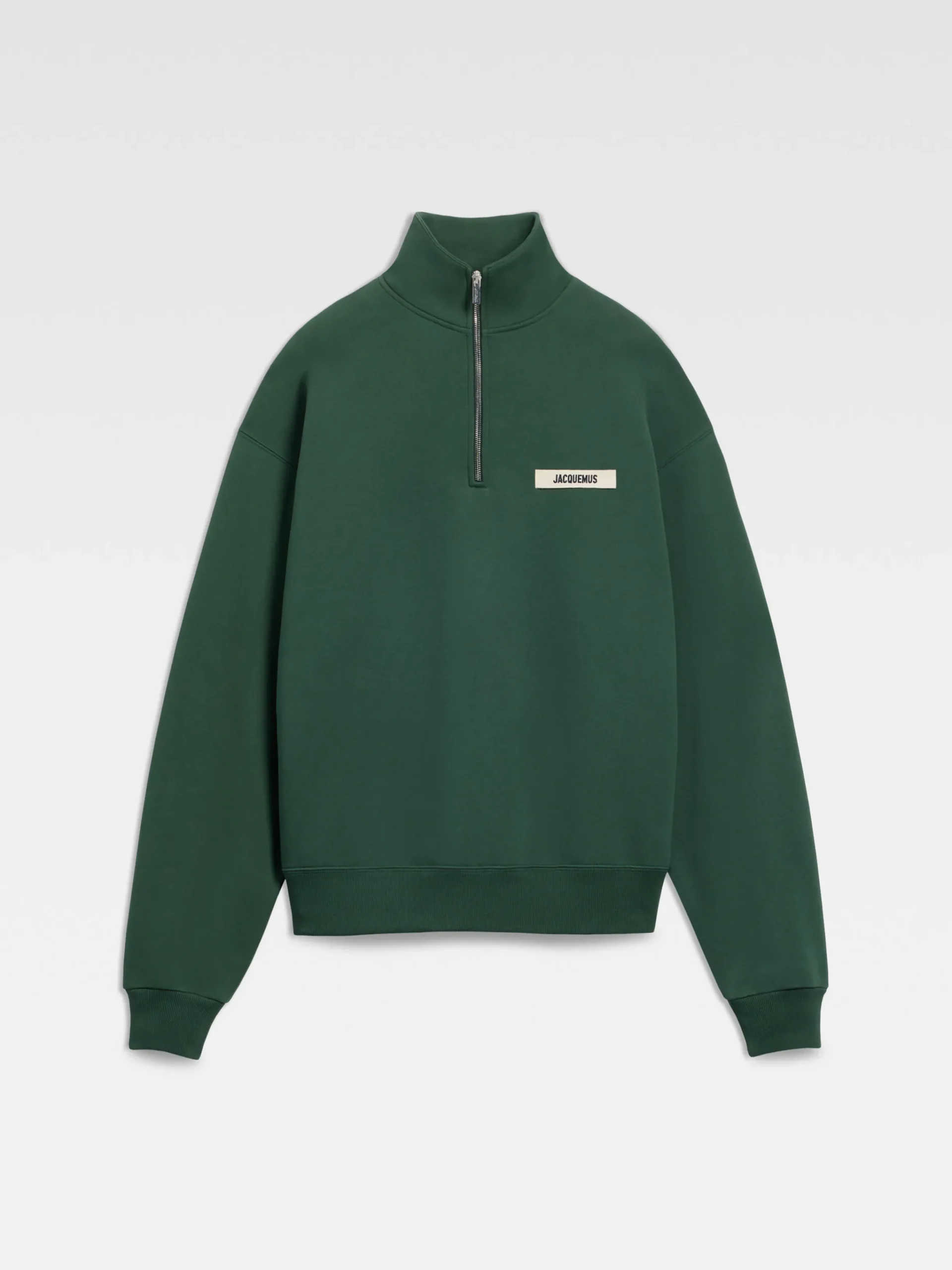 Discount Jacquemus The Gros Grain zipped-rollneck sweatshirt DarkGreen2