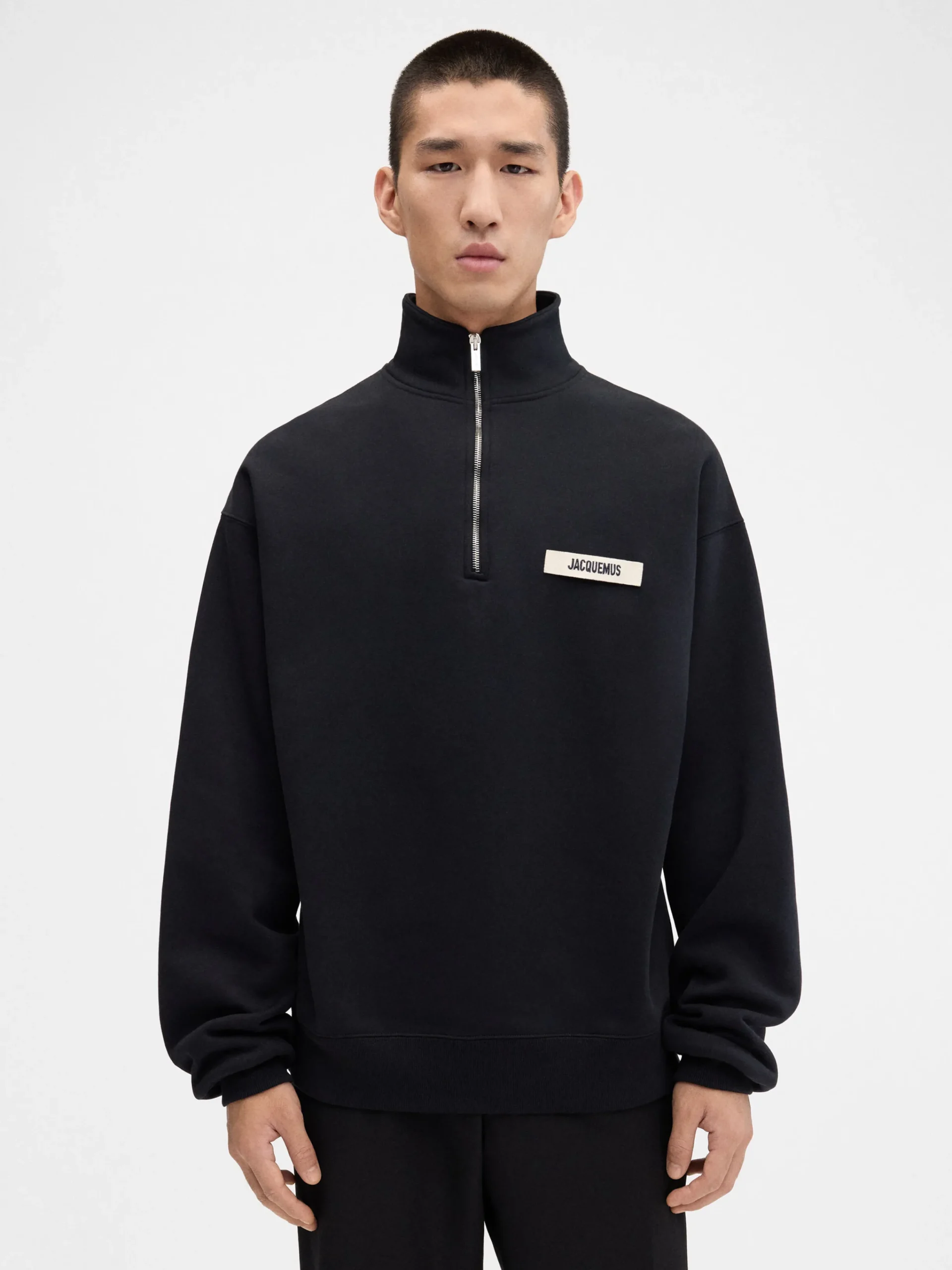 Best Jacquemus The Gros Grain zipped-rollneck sweatshirt Black