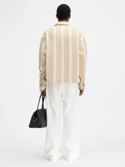 Sale Jacquemus The Papier shirt JacquardLogoStripesWhite/Beige