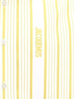 Sale Jacquemus The Simon shirt JacquardBusinessBigLogoStripesYellow/White