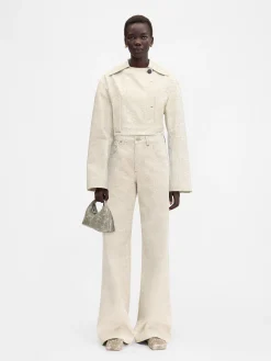 Discount Jacquemus The wide de-Nîmes denim pants CrocoBeige